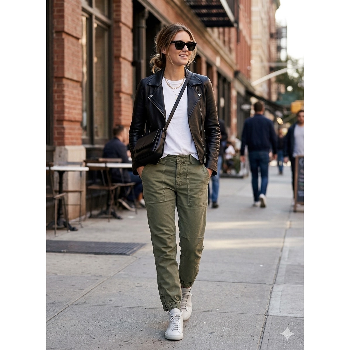 Nili Lotan Military Cargo Jogger Utility Pant Ankle Zip Green Off-Duty Model 4